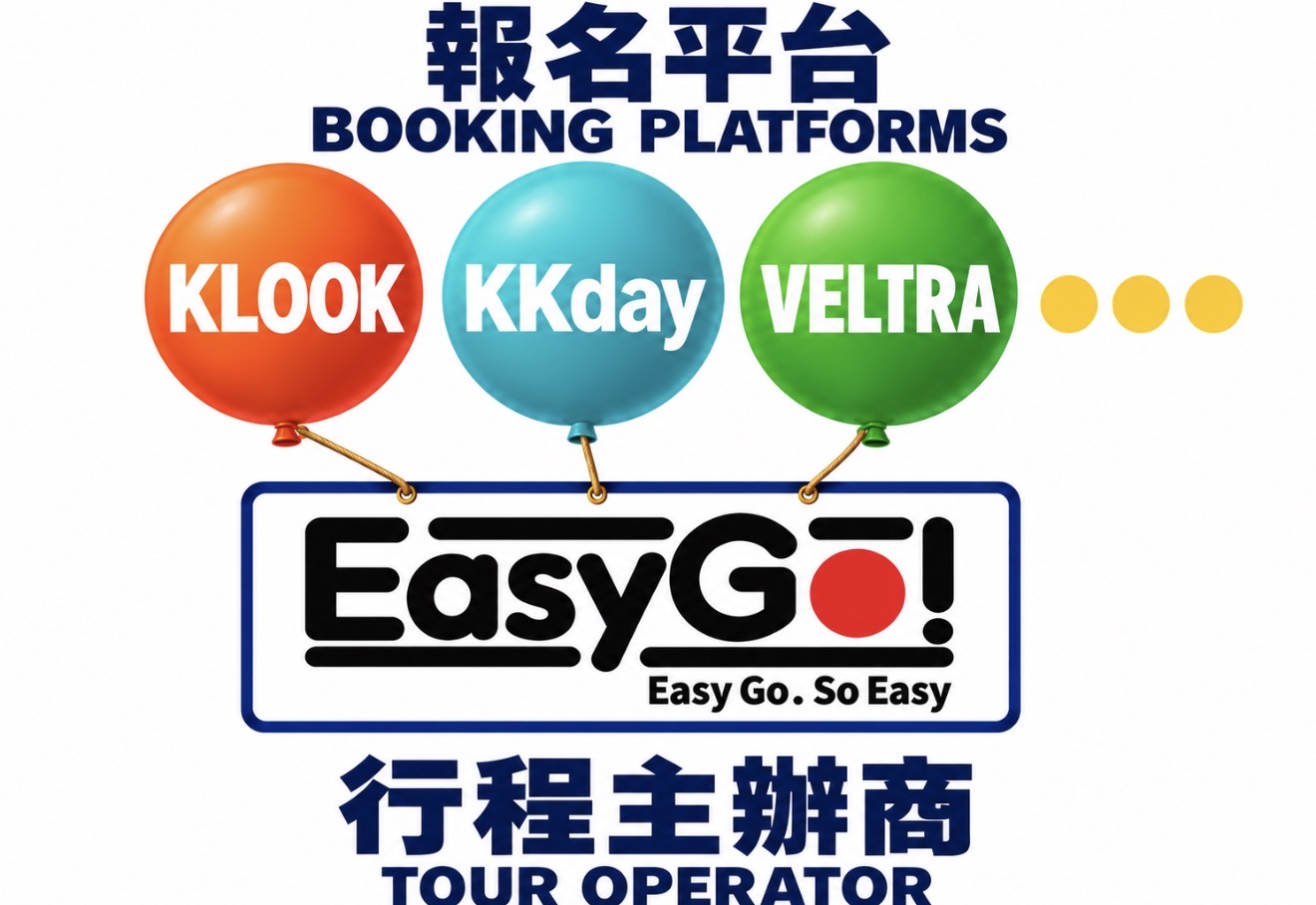 報名平台 Klook、KKday、VELTRA，行程主辦商 Easy Go